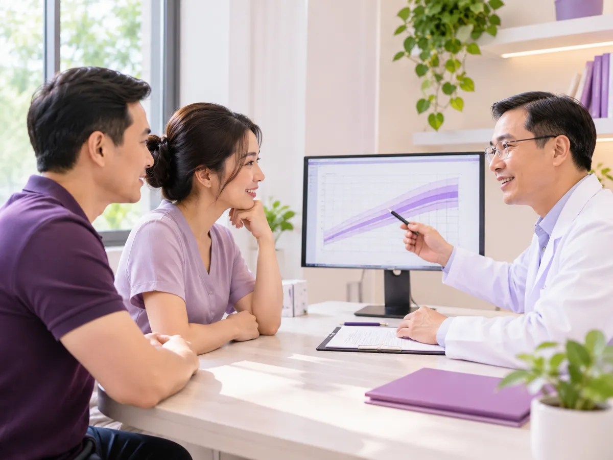 Phụ huynh trao đổi với bác sĩ chuyên khoa